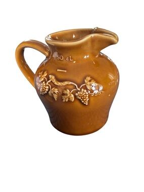 VTG REVOL La Porcelaine French Creamer Pitcher Embossed Grape Leaves R79 Caramel